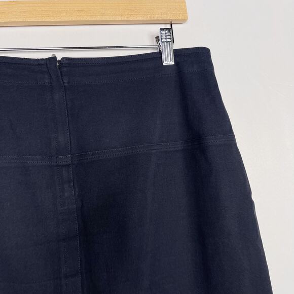 Theory Womens 12 Navy Blue Clea Bistretch Pencil Skirt Front Slit Pockets Cotton - Picture 7 of 10